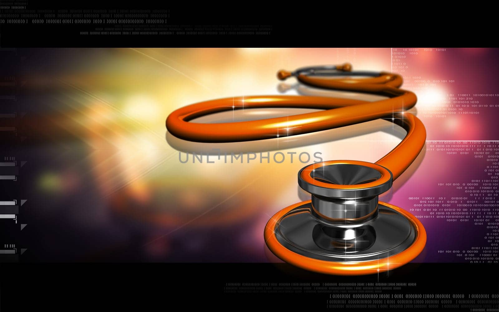 Digital illustration of stethoscope in colour background