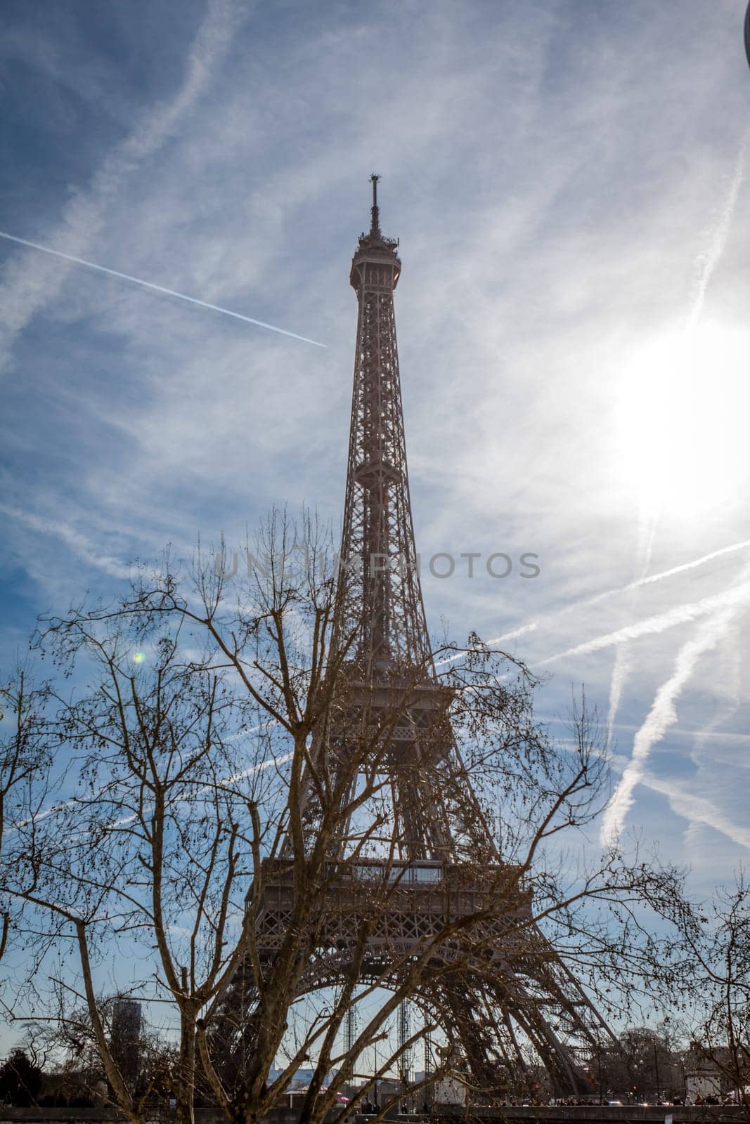 eiffeltower in paris landmark in front of blue sky in spring architecture view