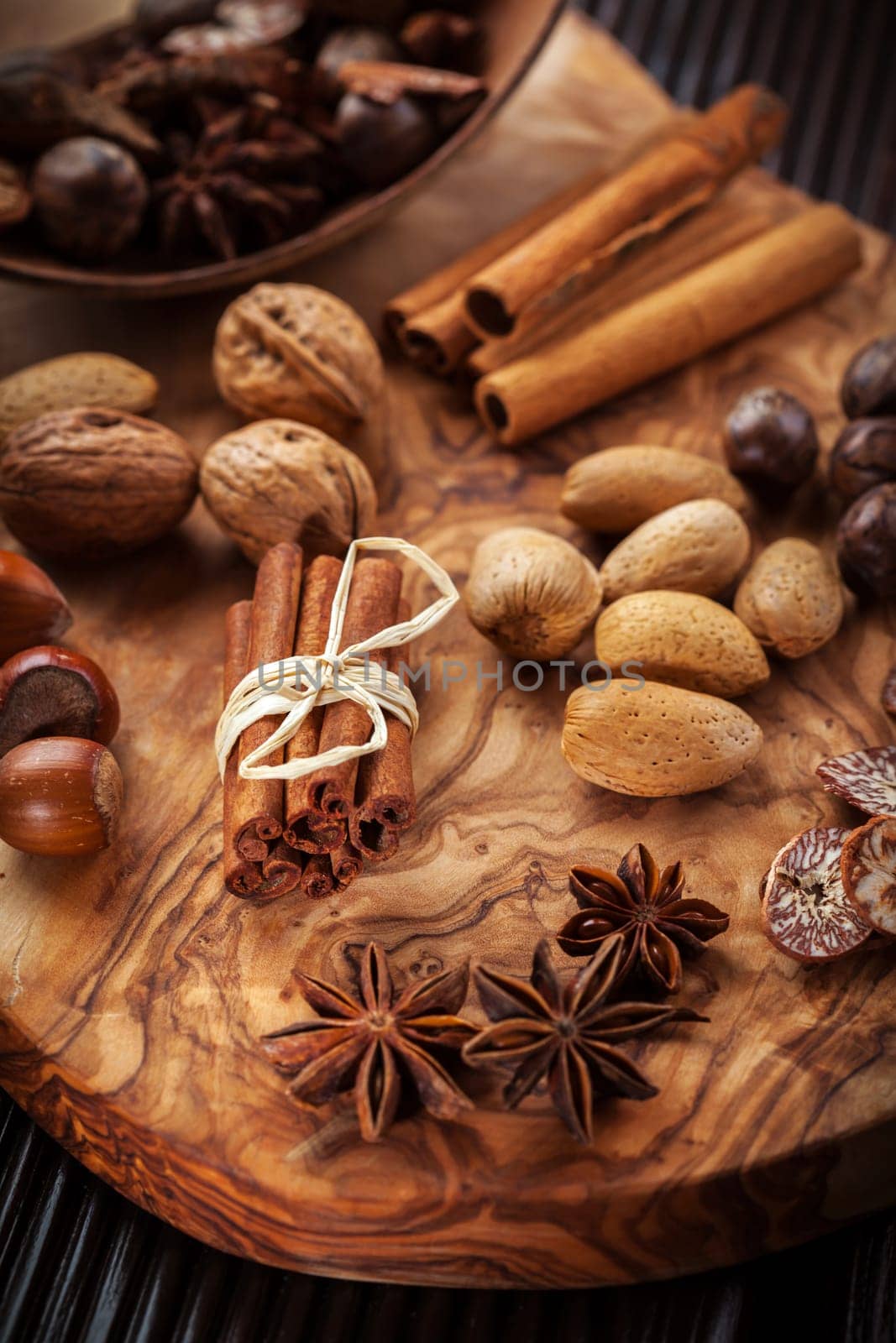 Christmas spices, nuts and baking ingredients