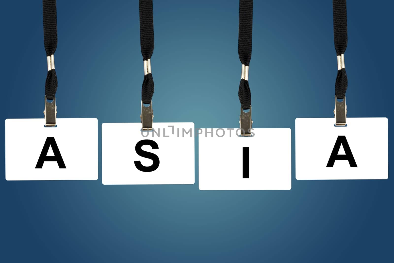asia word on badge with blue background