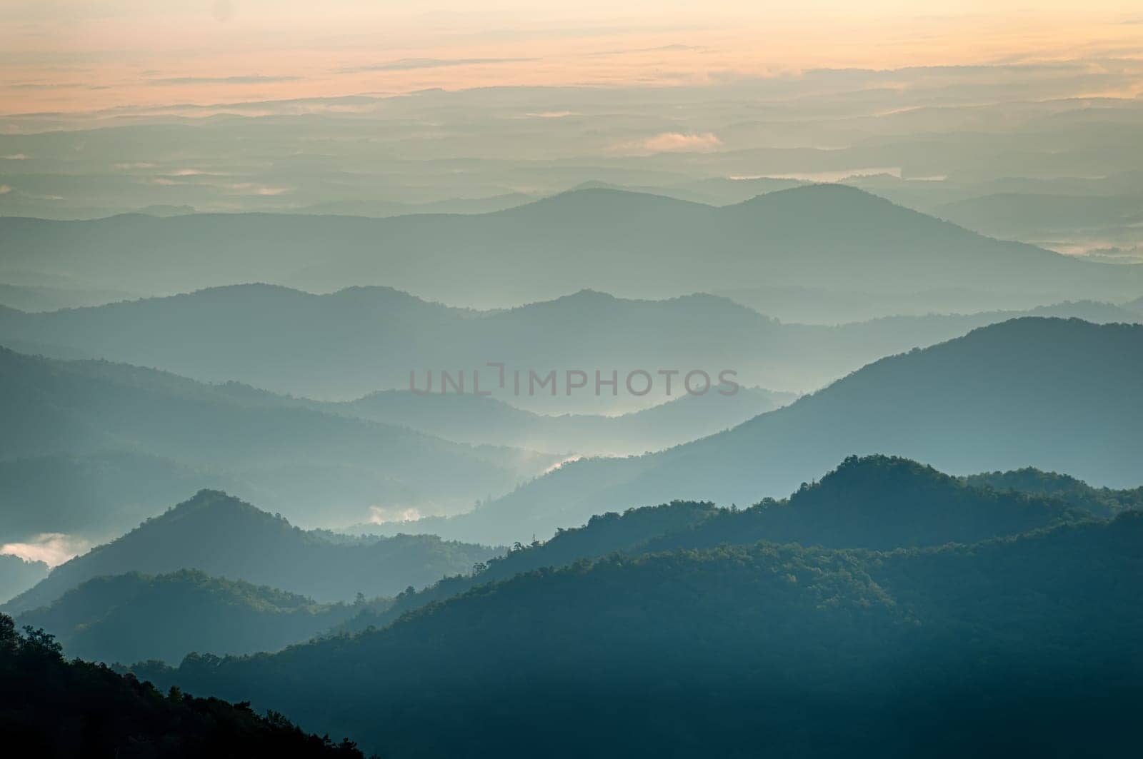 The simple layers of the Smokies at sunset - Smoky Mountain Nat. Park, USA.