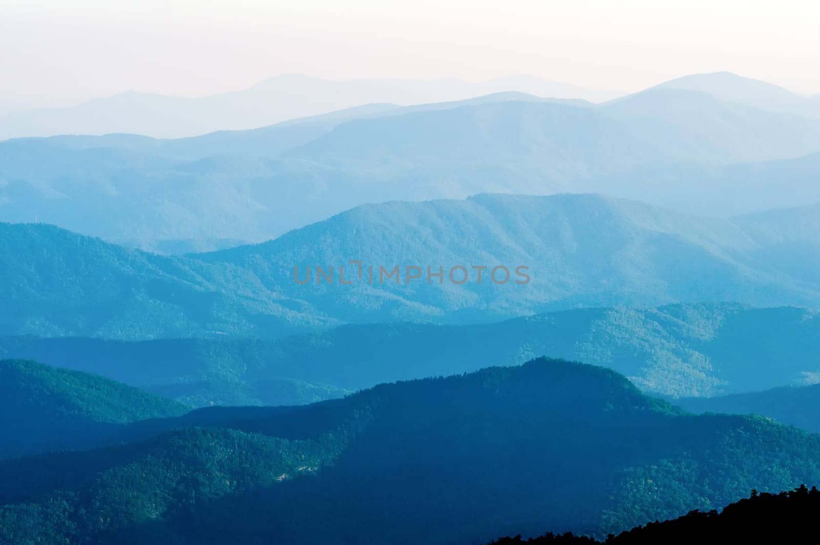 The simple layers of the Smokies at sunset - Smoky Mountain Nat. Park, USA.