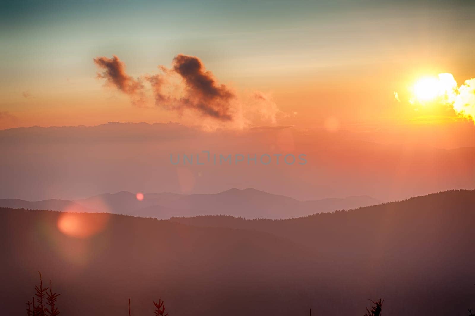 Blue Ridge Parkway Autumn Sunset over Appalachian Mountains