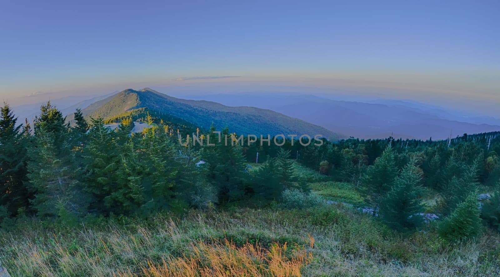 top of mount mitchell before sunset