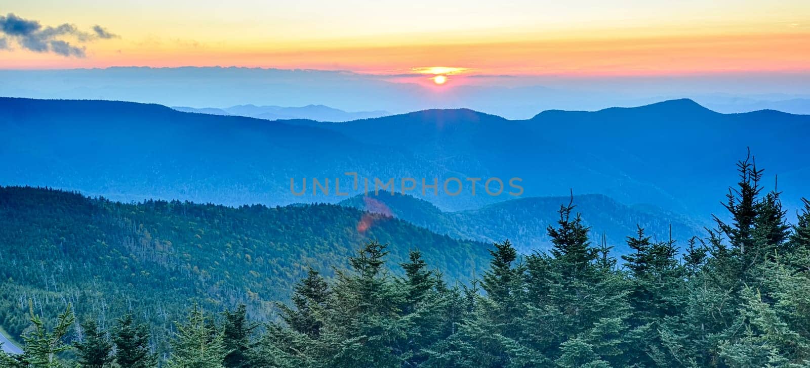 top of mount mitchell before sunset