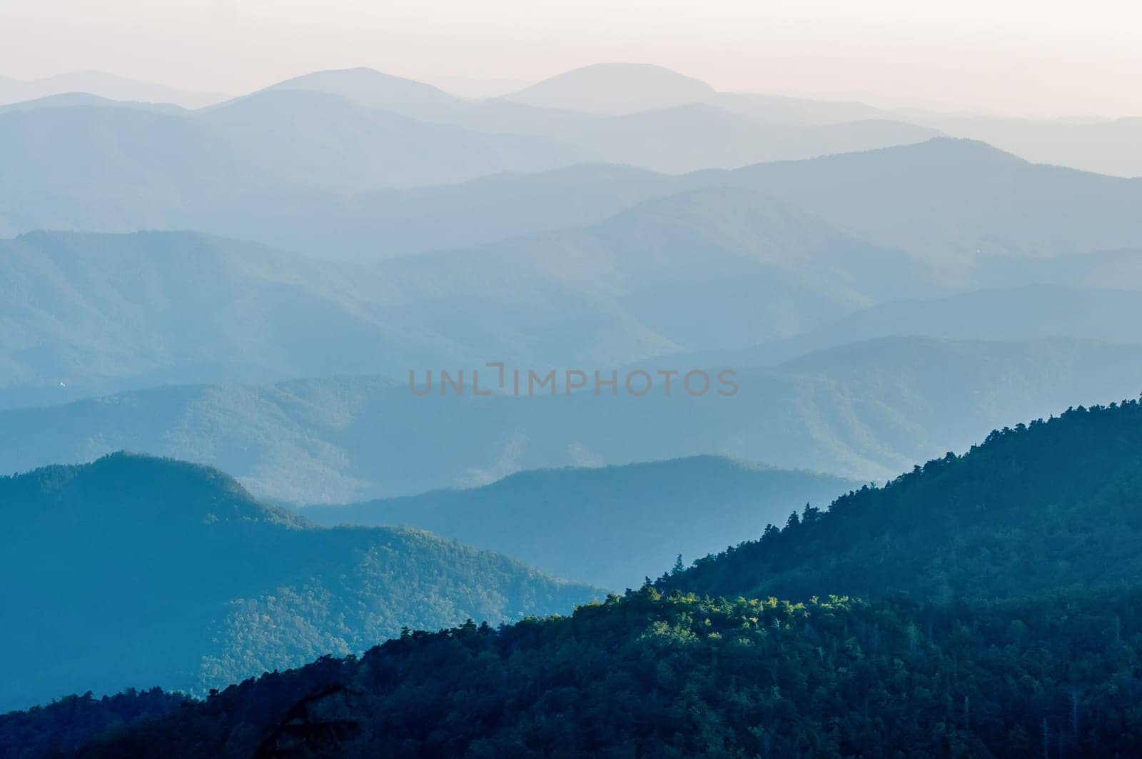 The simple layers of the Smokies at sunset - Smoky Mountain Nat. Park, USA.