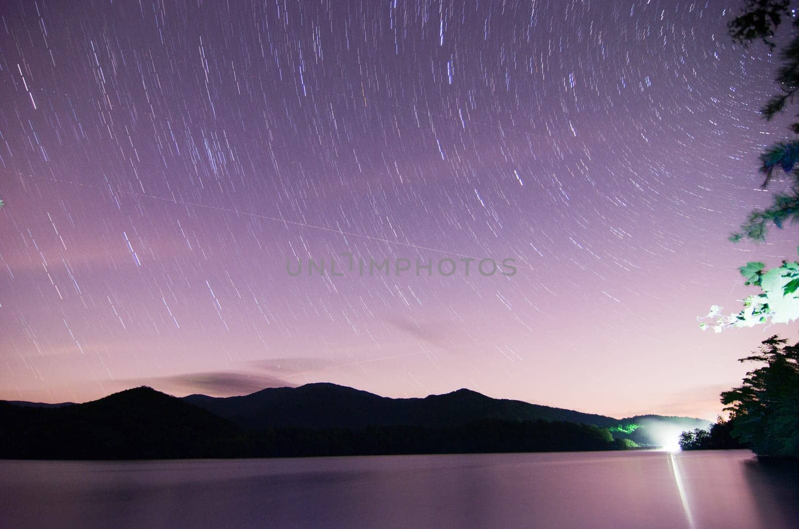 outer space over lake santeetlah in great smoky mountains in summer