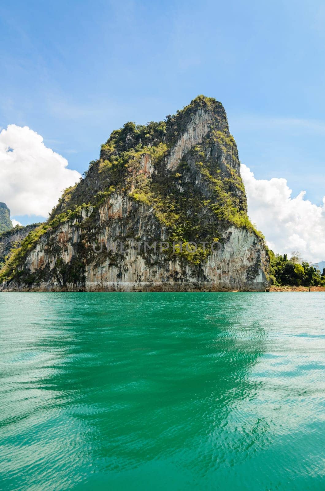 Beautiful island surrounded by water, Natural attractions at Ratchapapha dam in Khao Sok National Park, Surat Thani province, Guilin of Thailand.