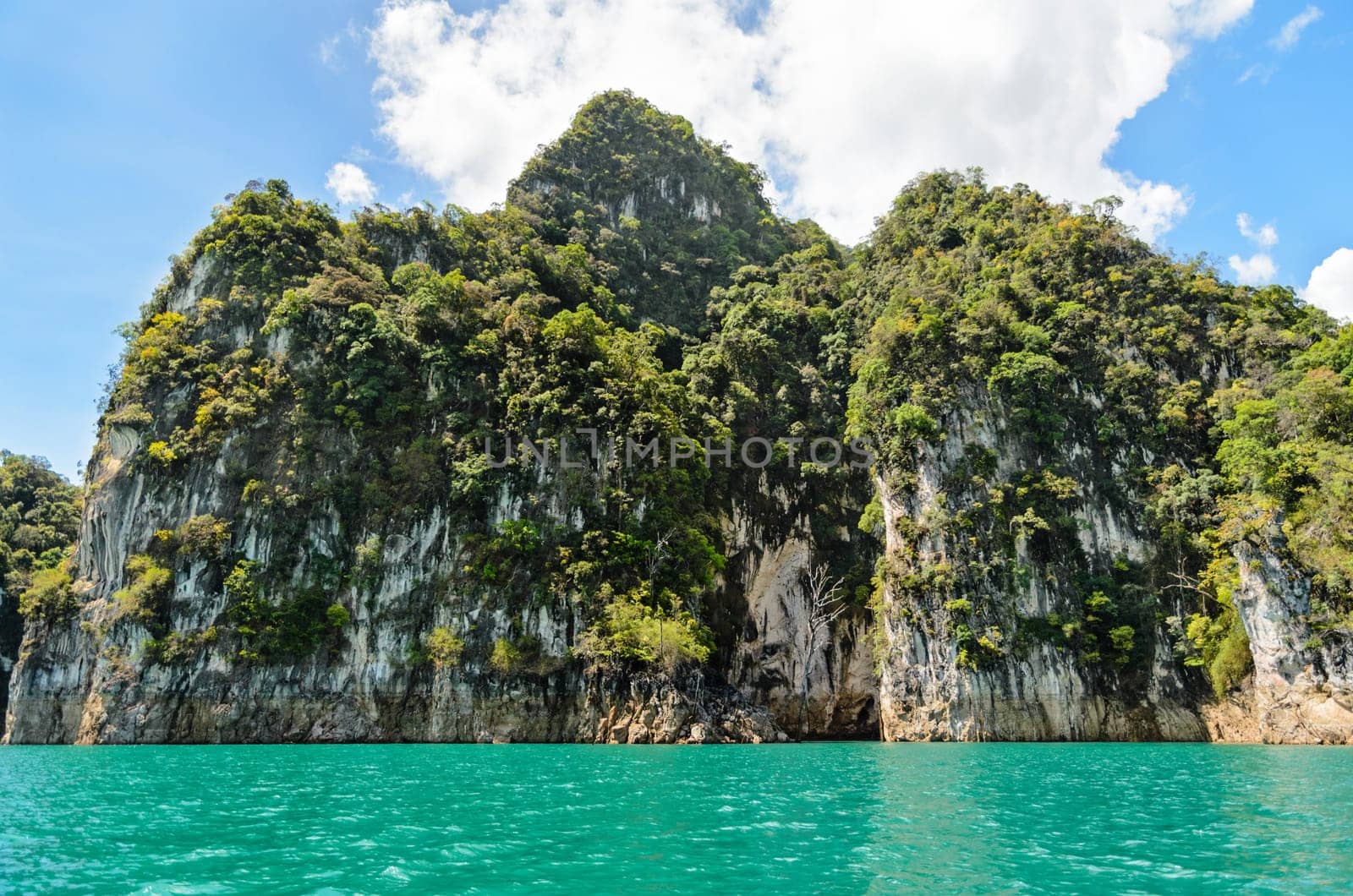 Beautiful island surrounded by water, Natural attractions at Ratchapapha dam in Khao Sok National Park, Surat Thani province, Guilin of Thailand.