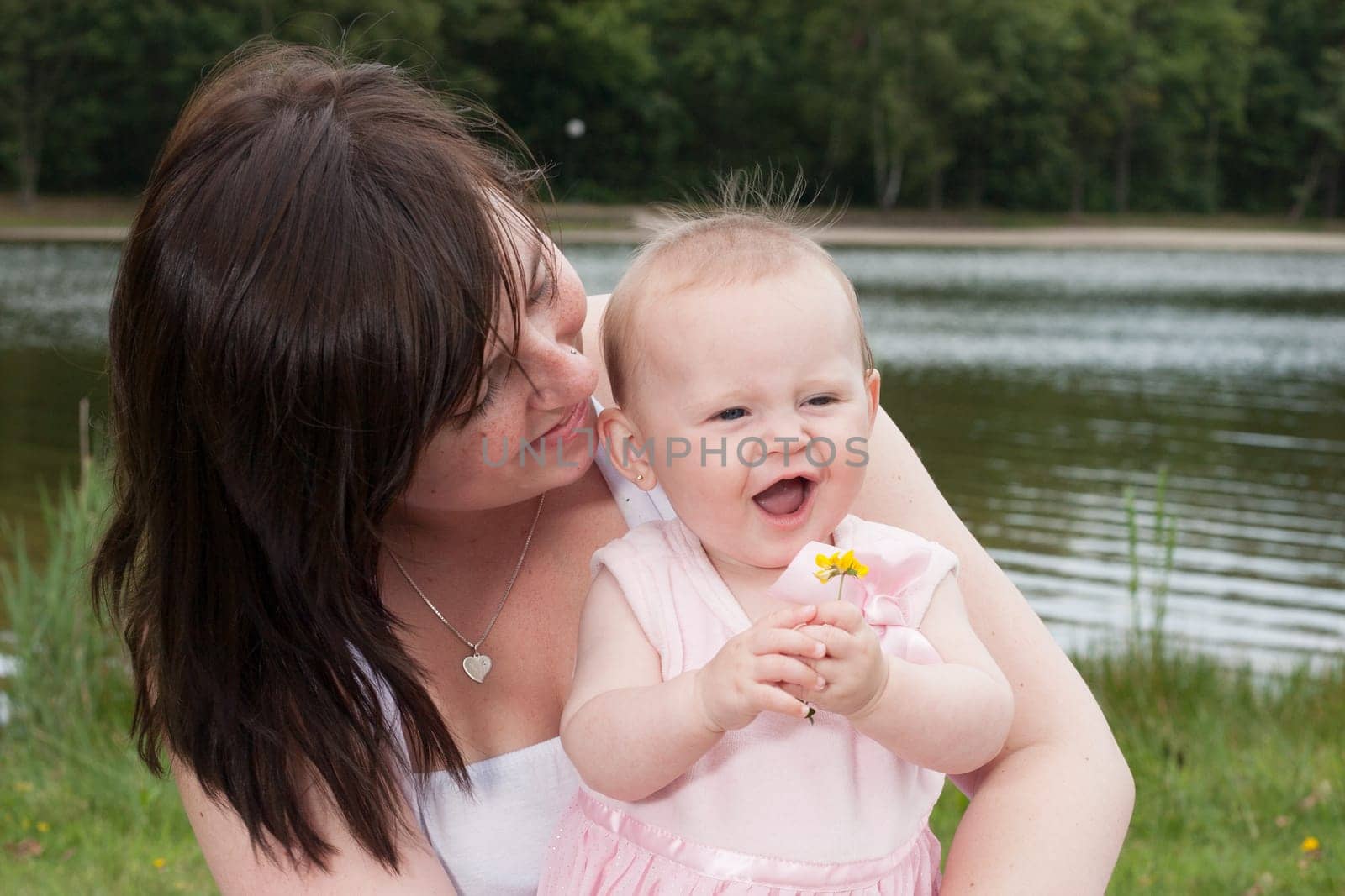 Mother and her daughter are having a nice time