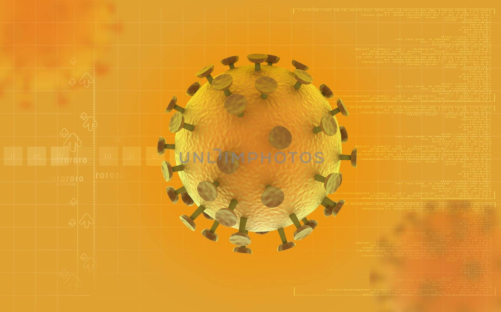 Digital illustration of HIV Virus in colour background