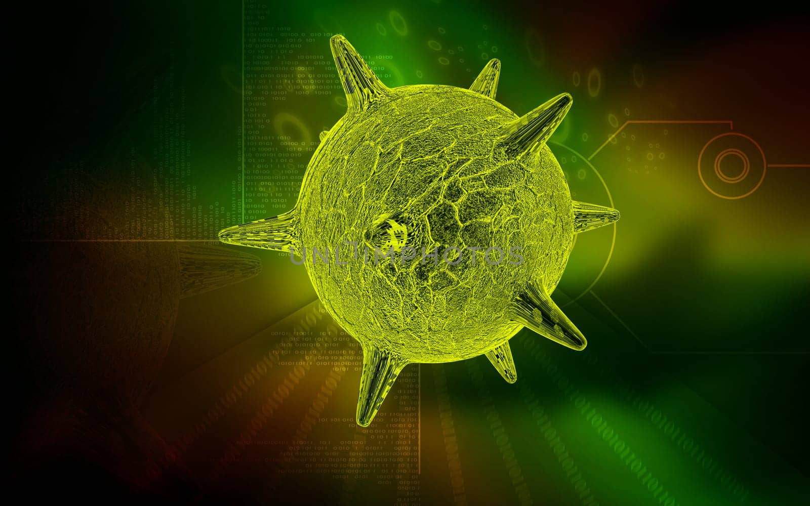 Digital illustration of herpes virus in colour background
