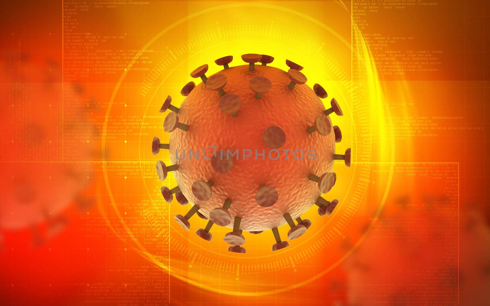 Digital illustration of HIV Virus in colour background