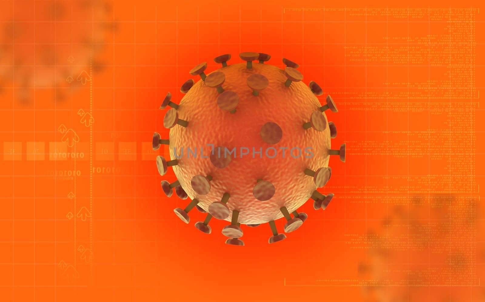 Digital illustration of HIV Virus in colour background