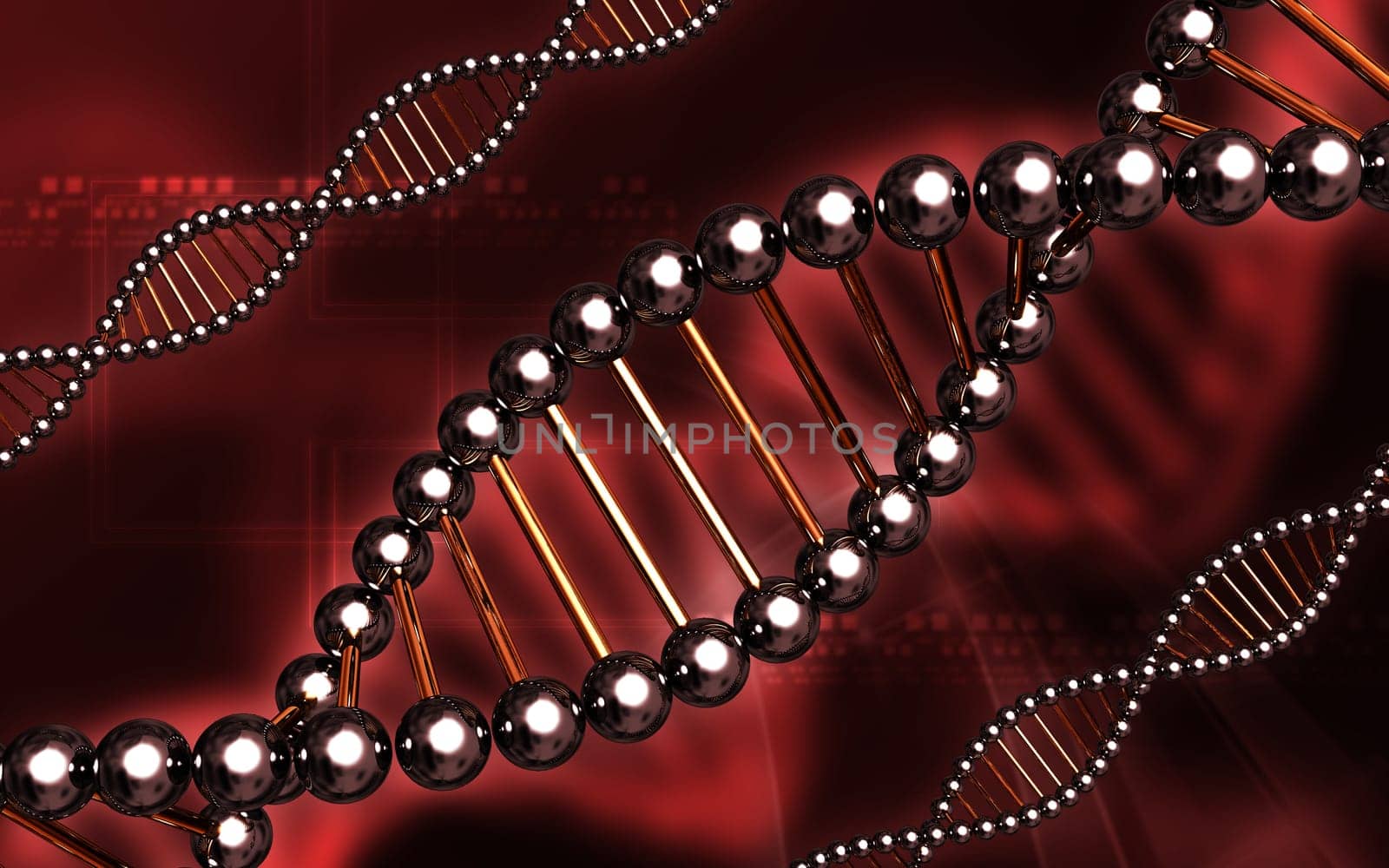 Digital illustration DNA structure in colour background