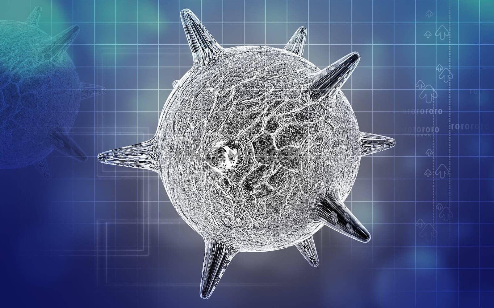 Digital illustration of herpes virus in colour background