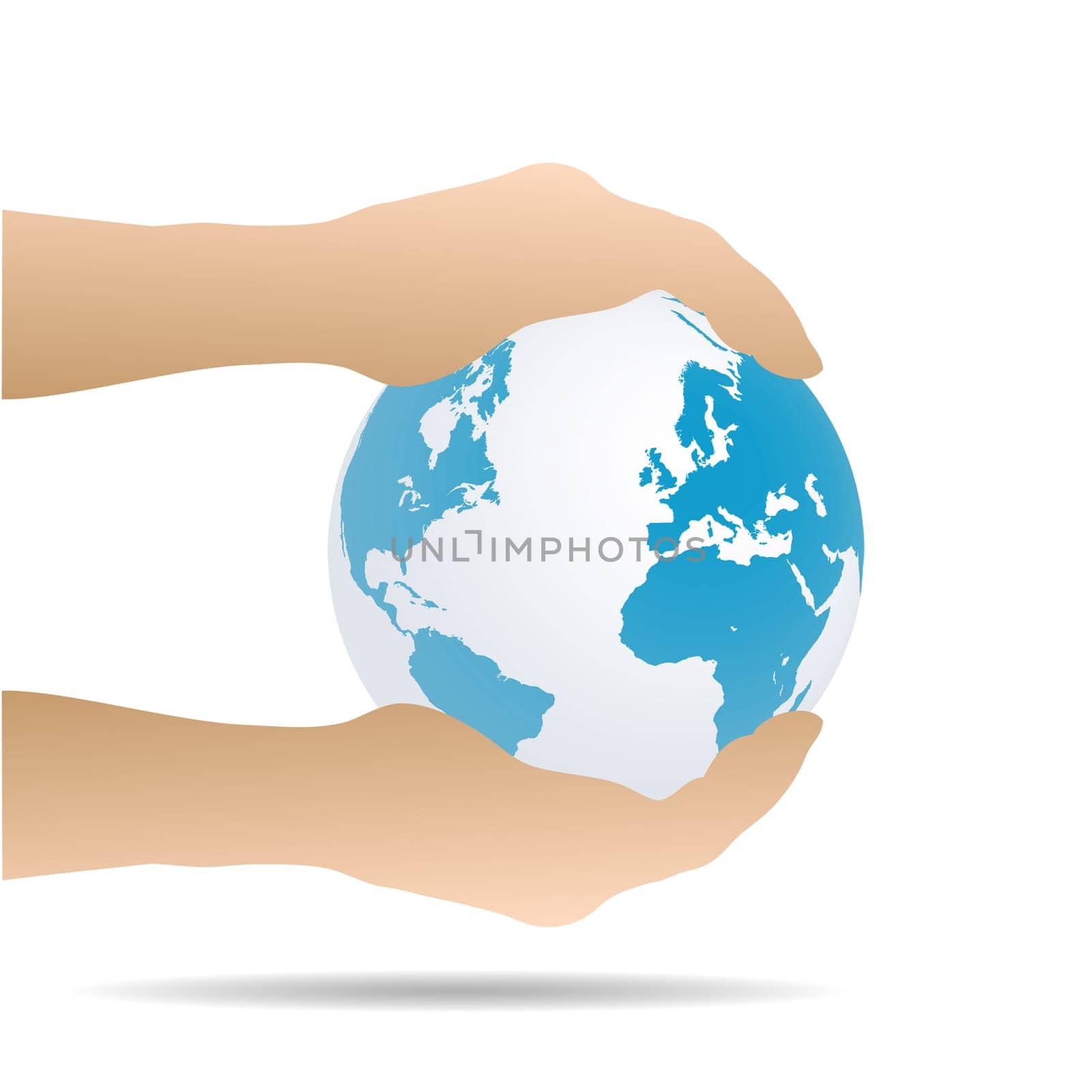 Illustration of a hands holding the earth isolated on a white background.