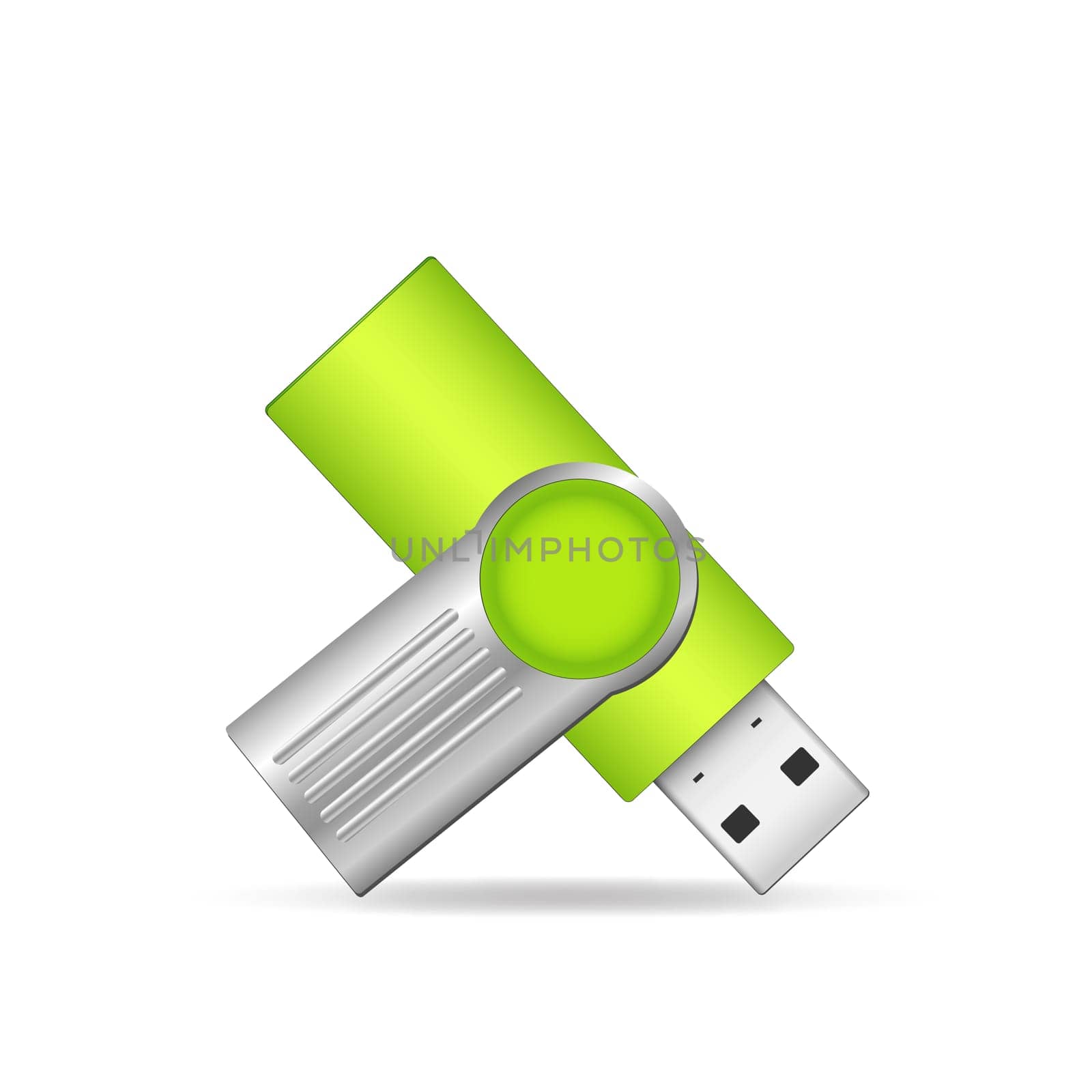 Illustration of a USB flash drive isolated on a white background.