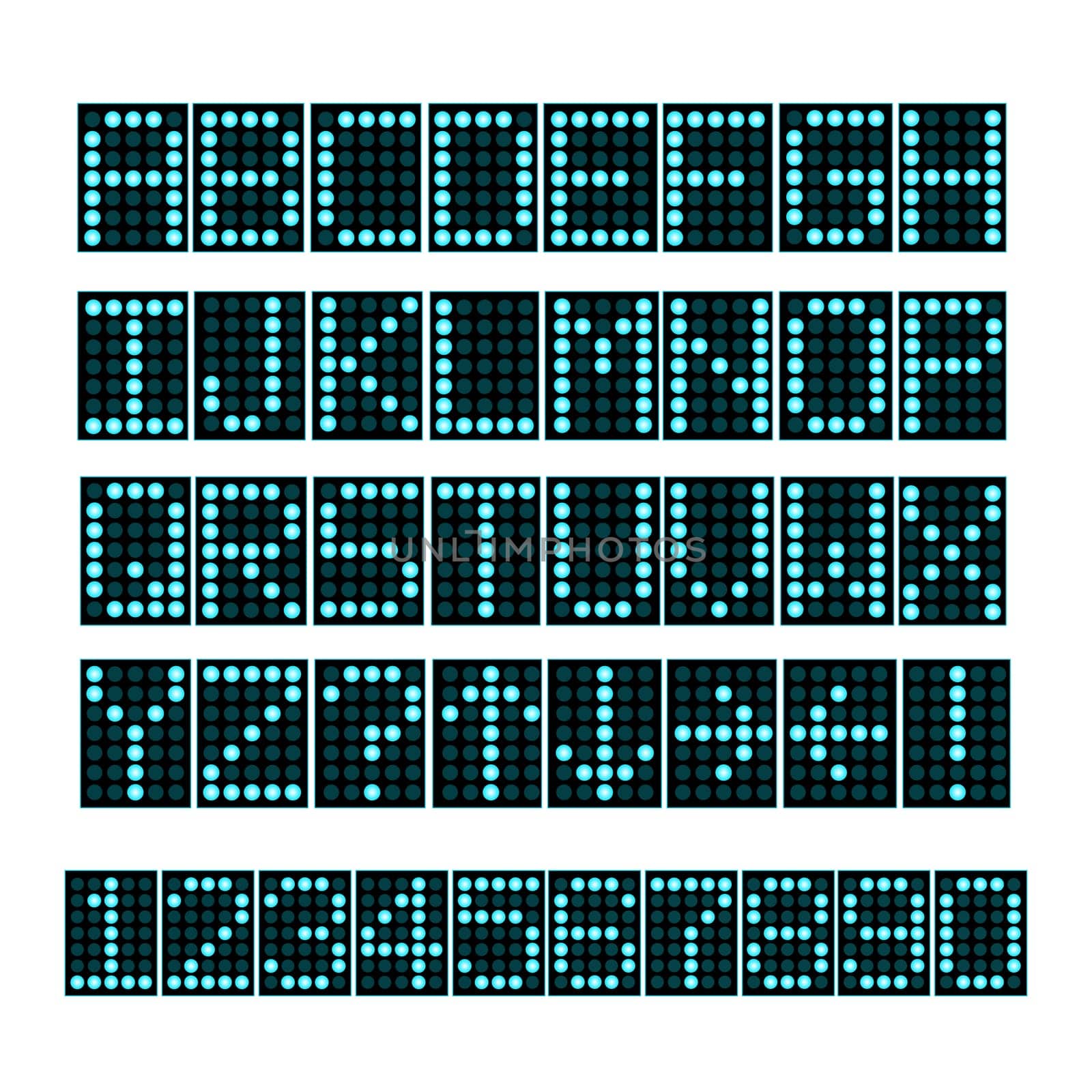 Illustration of a colorful digital font set.