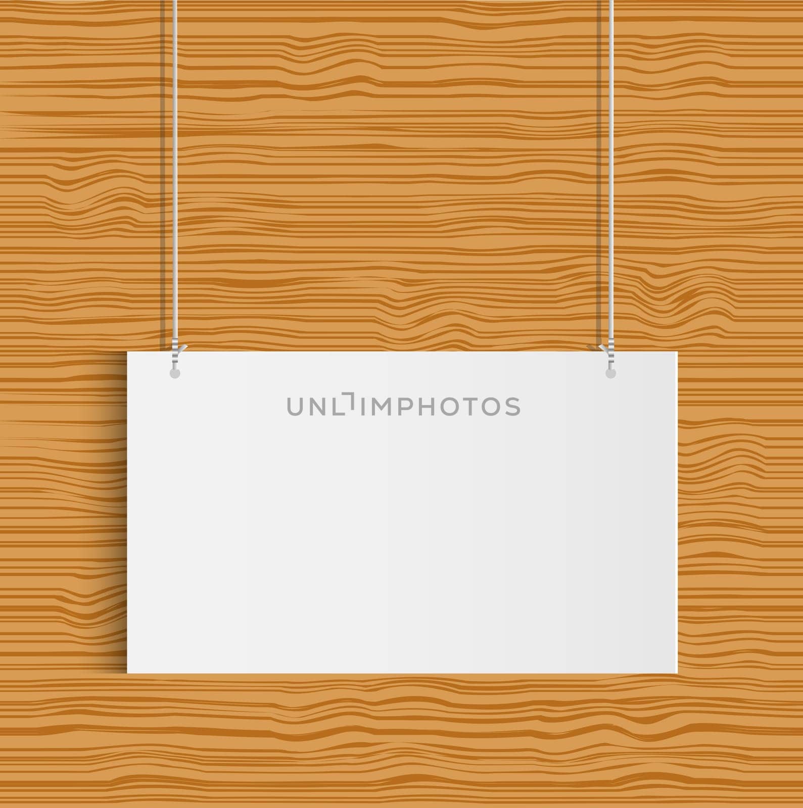 Illustration of a hanging sign against a wood texture background.