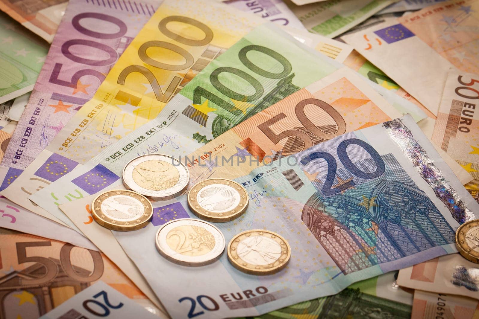 Abstract closeup of euro money.