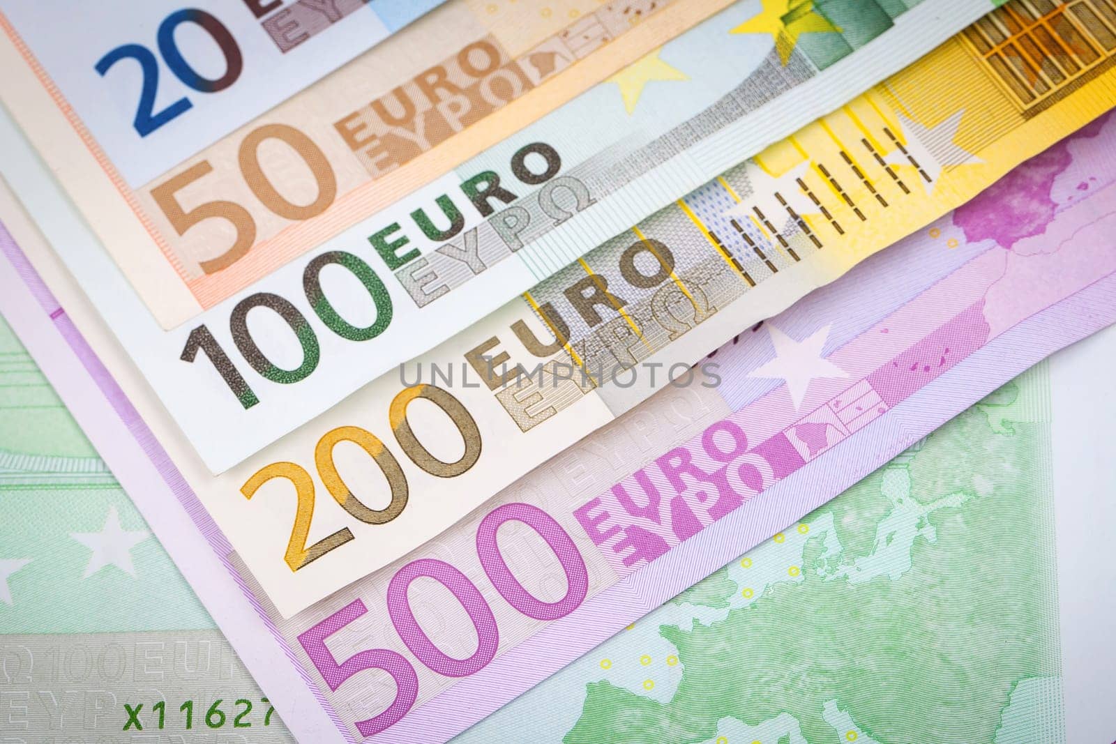 Abstract closeup of euro money.