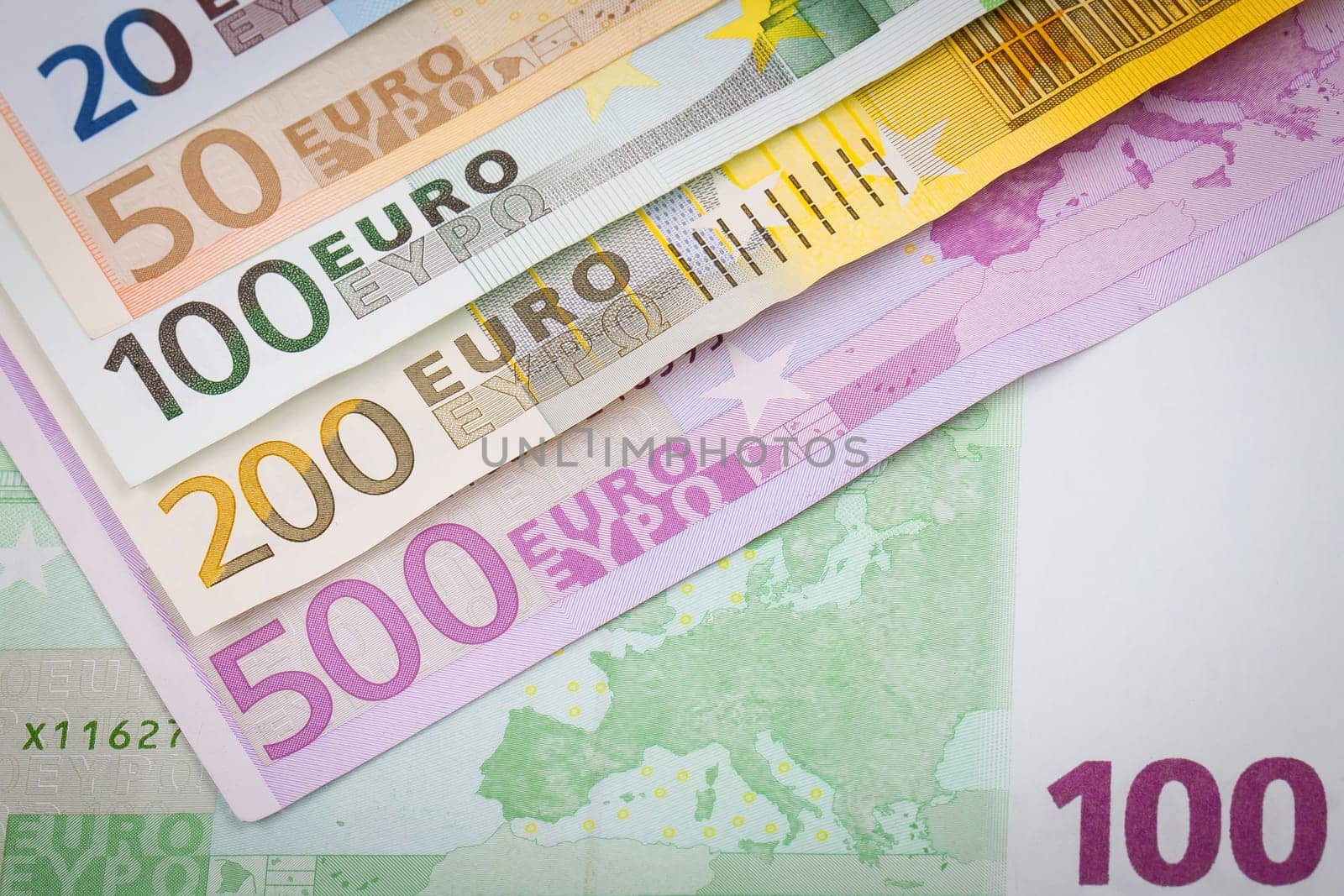 Abstract closeup of euro money.