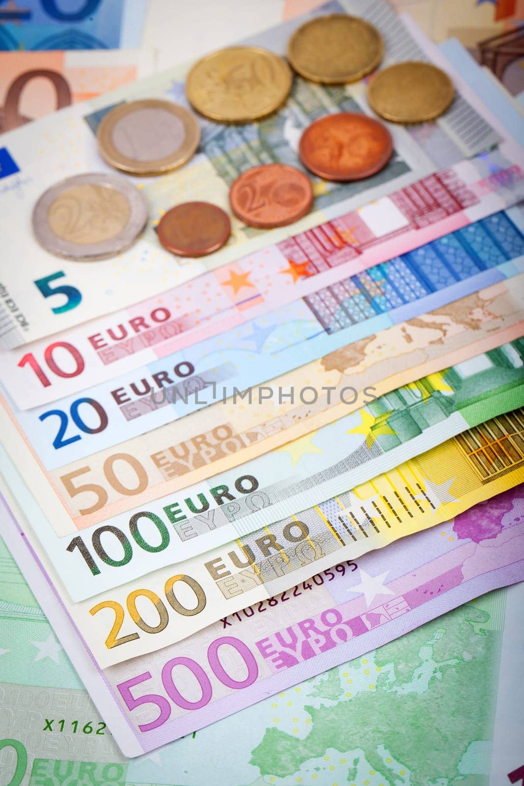 Abstract closeup of euro money.