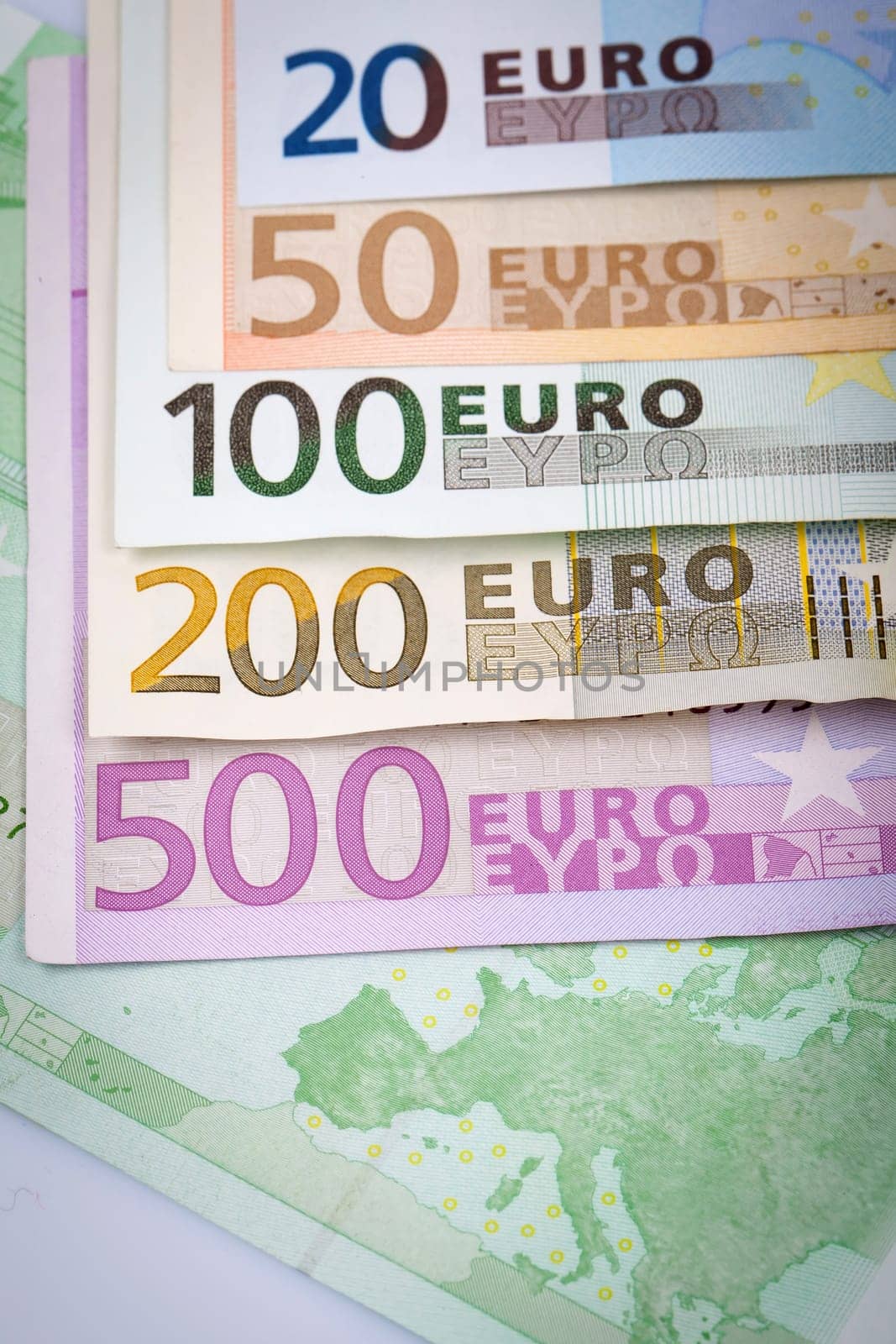 Abstract closeup of euro money.
