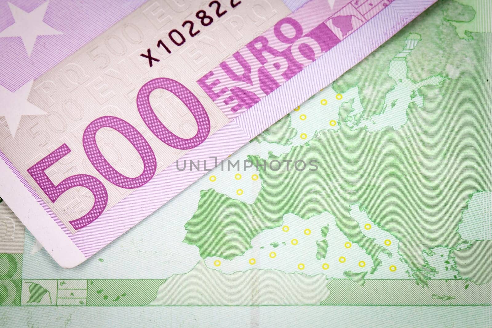 Abstract closeup of euro money.