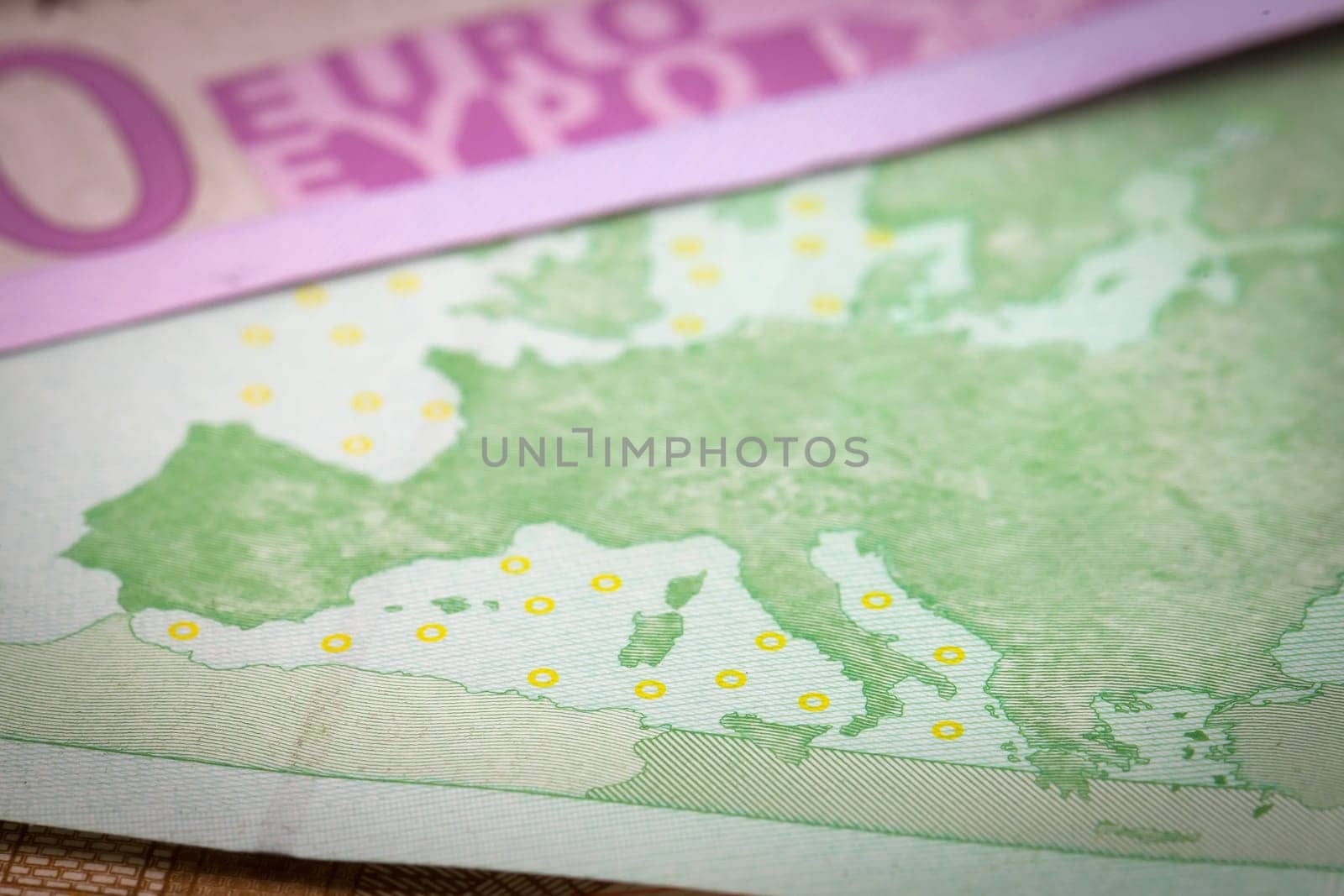 Abstract closeup of euro money.