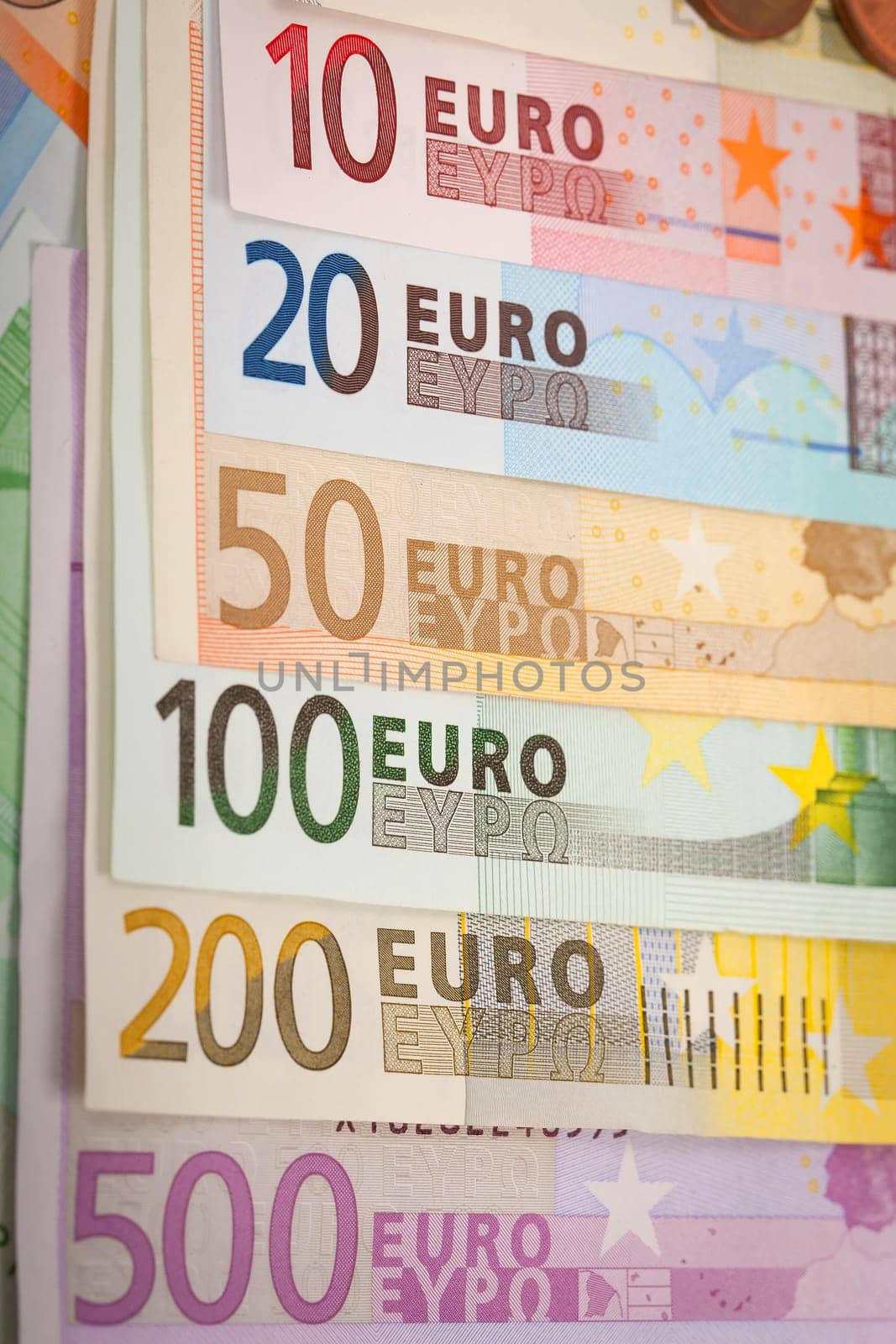 Abstract closeup of euro money.