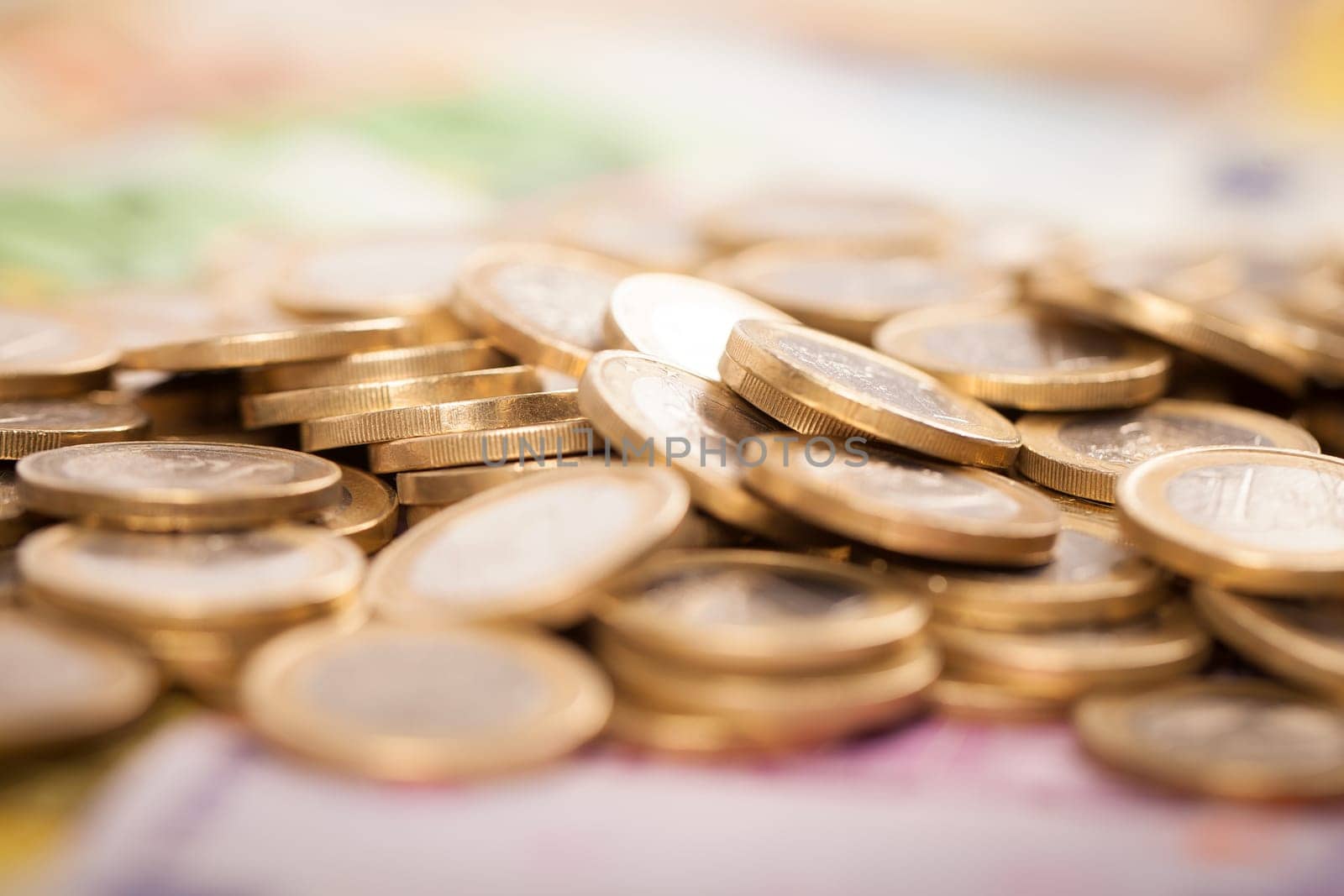 Abstract closeup of euro money.
