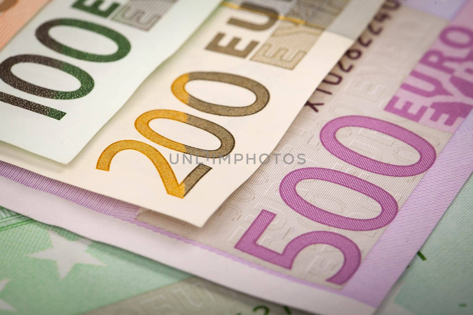 Abstract closeup of euro money.