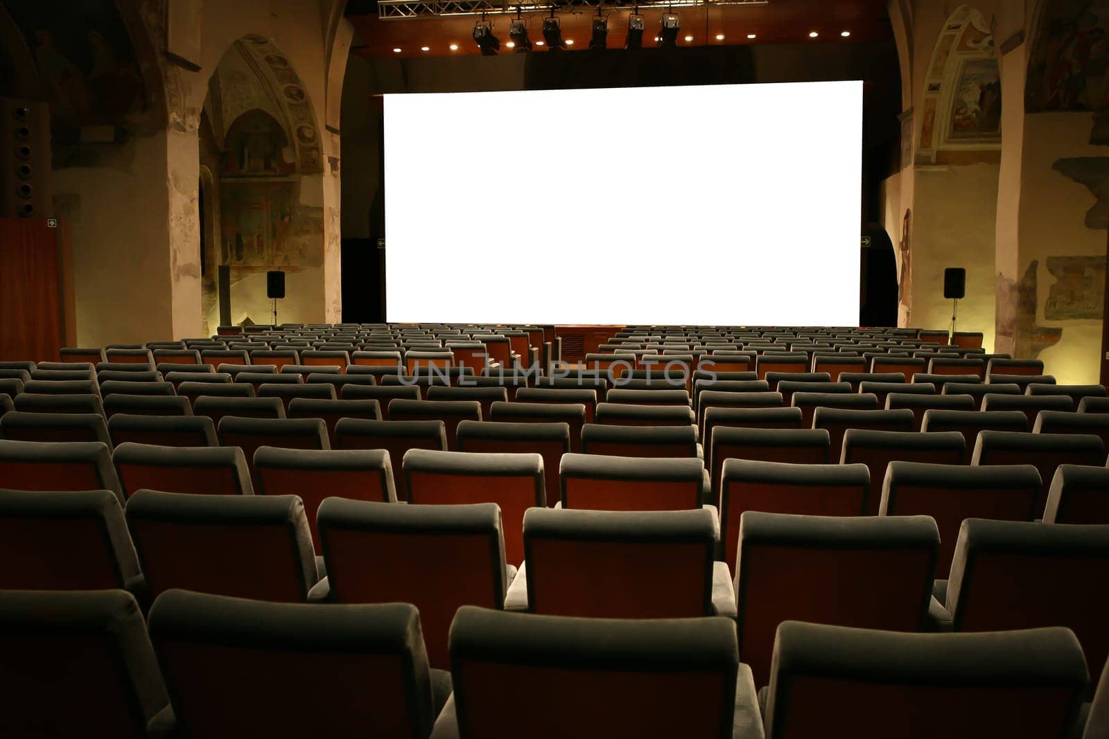 Movie Theater Empty and White Visual Screen