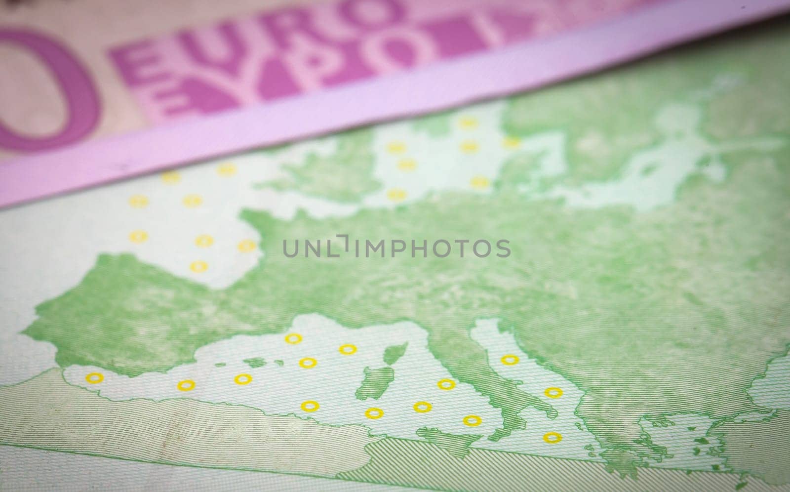 Abstract closeup of euro money.