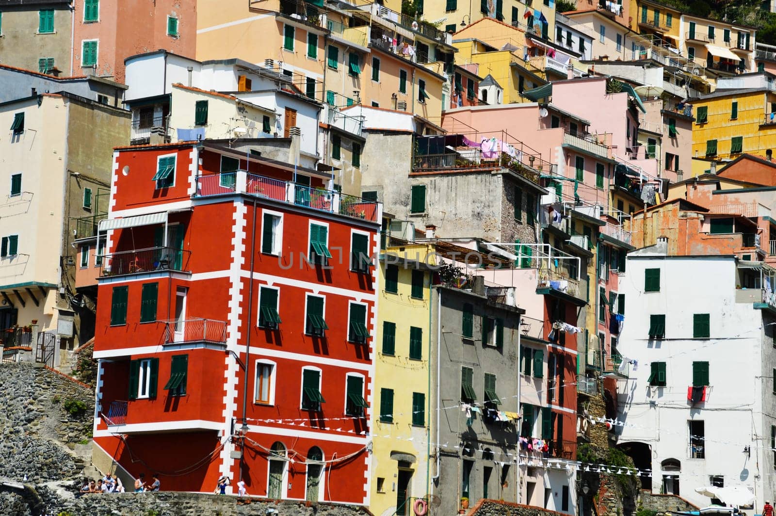 Traditional Mediterranean architecture of Riomaggiore, La Spezia, Liguria, Italy