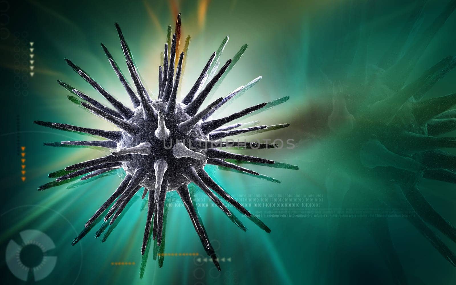 Digital illustration of Virus in colour background