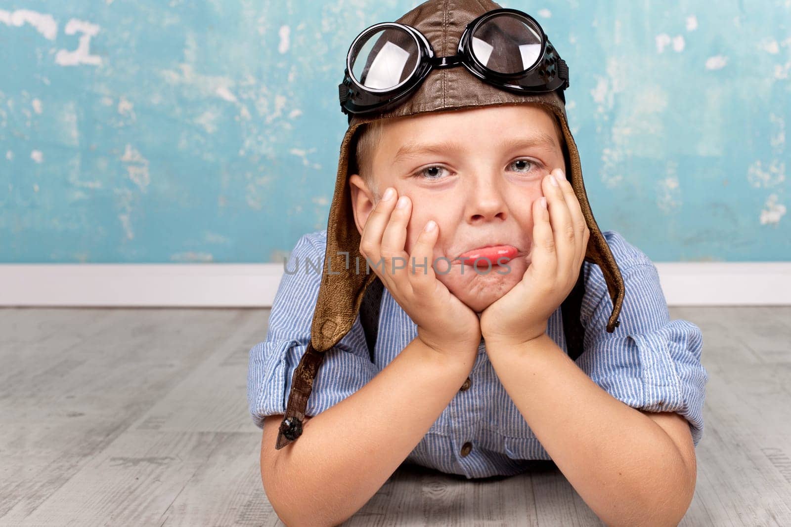 laughing boy playing - plane