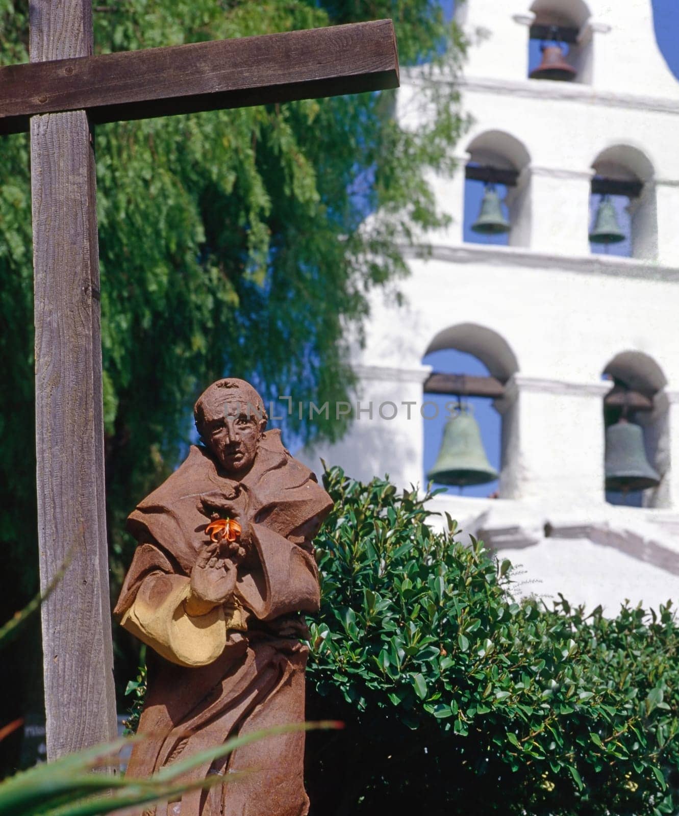 Sculpture with cross  in Mission San Diego de Alcala in California