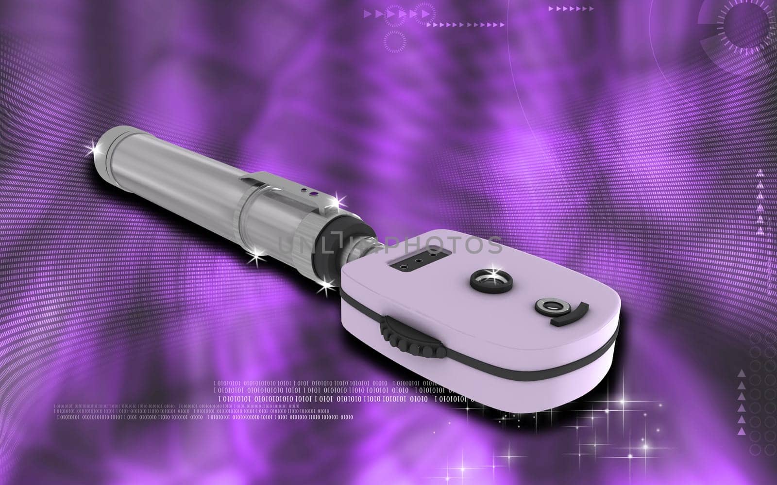 Digital illustration of ophthalmoscope in colour background