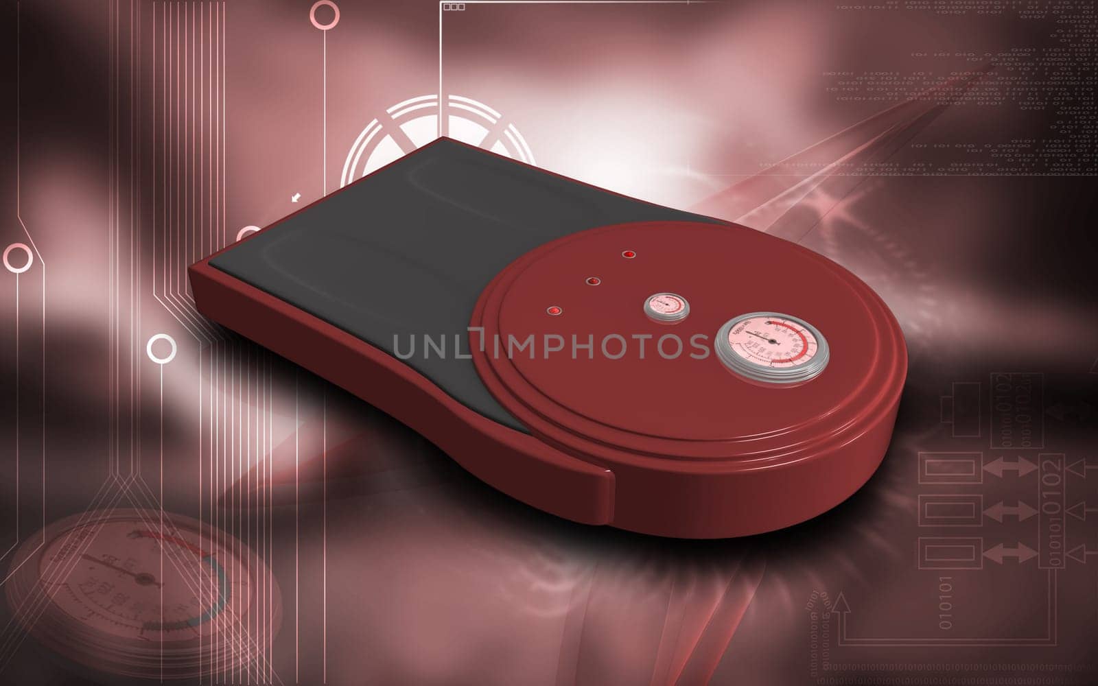 Digital illustration of weigh machine in colour background