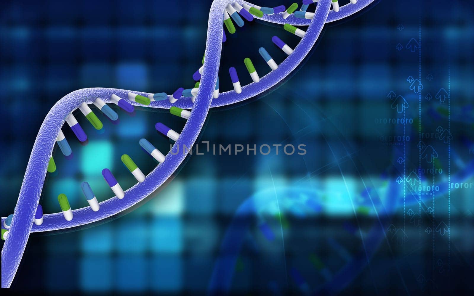 Digital illustration DNA structure in colour background