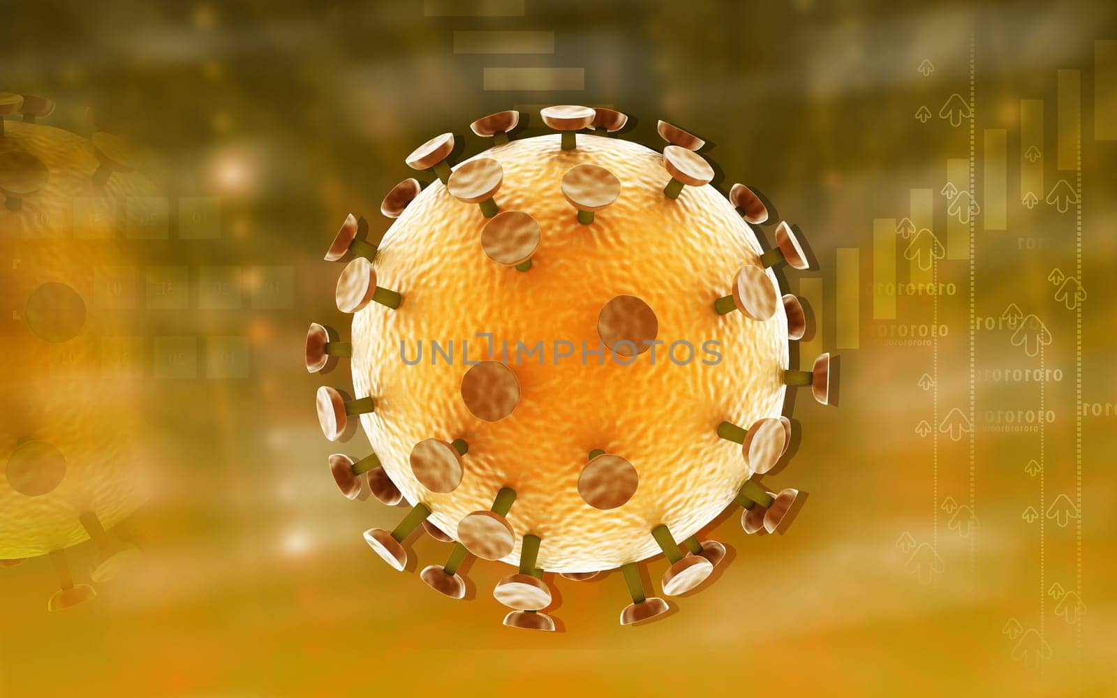 Digital illustration of HIV Virus in colour background