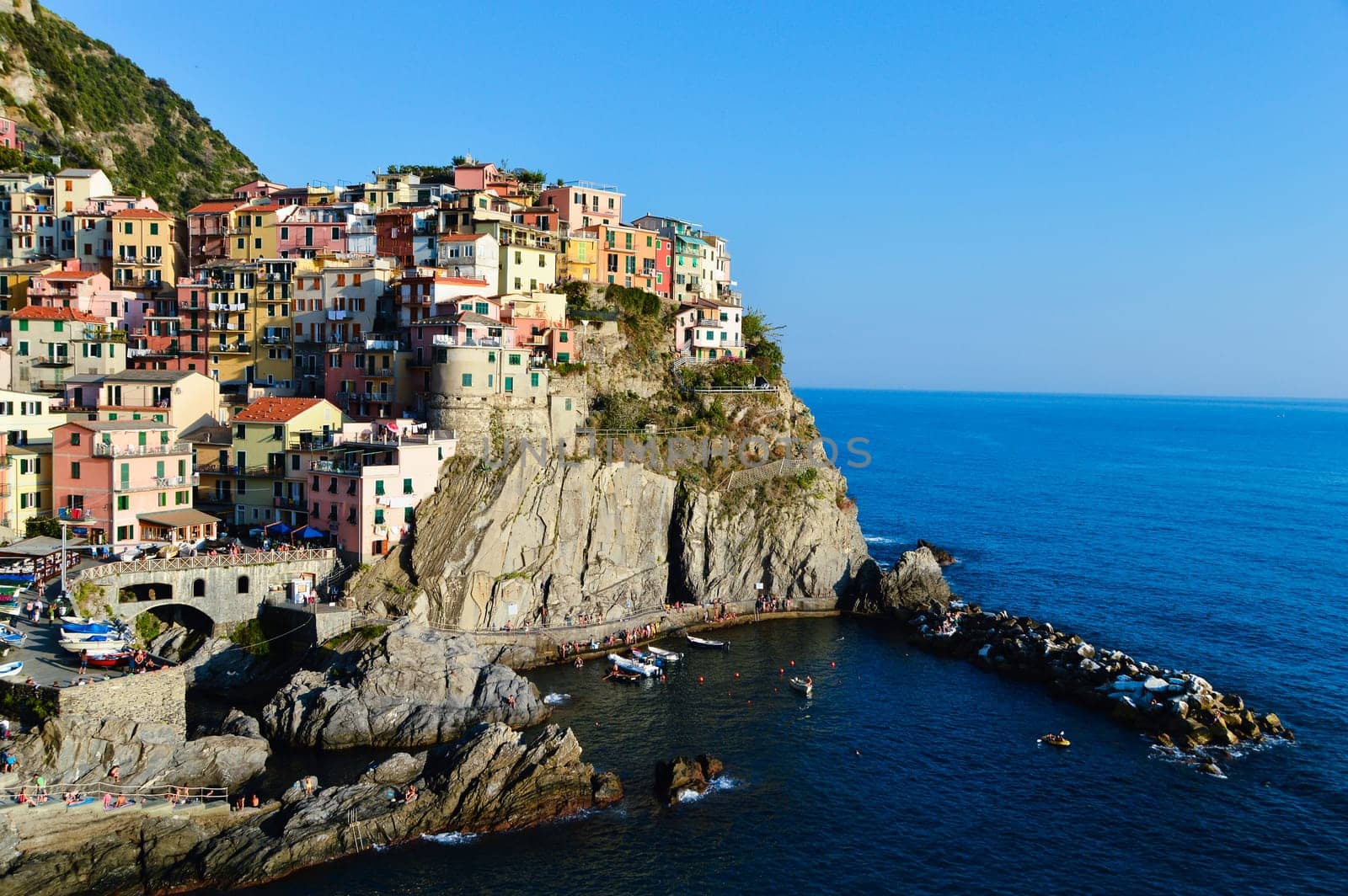 Traditional Mediterranean architecture of Manarola, La Spezia, Liguria, Italy