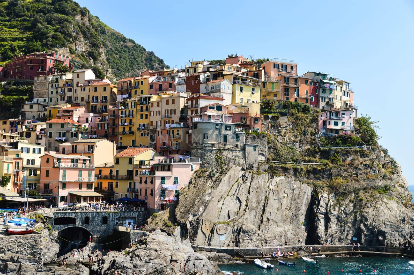 Traditional Mediterranean architecture of Manarola, La Spezia, Liguria, Italy
