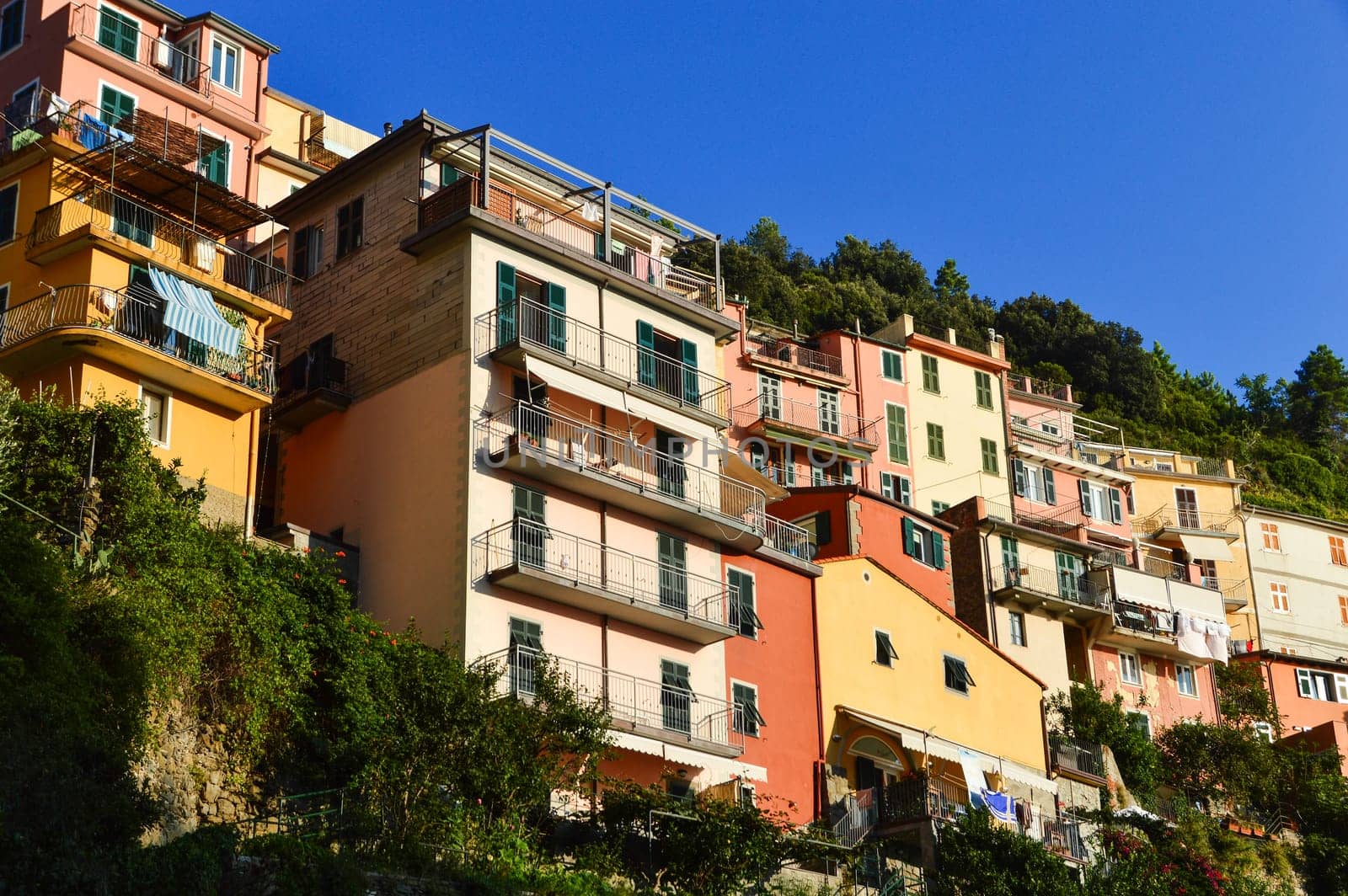 Traditional Mediterranean architecture of Manarola, La Spezia, Liguria, Italy