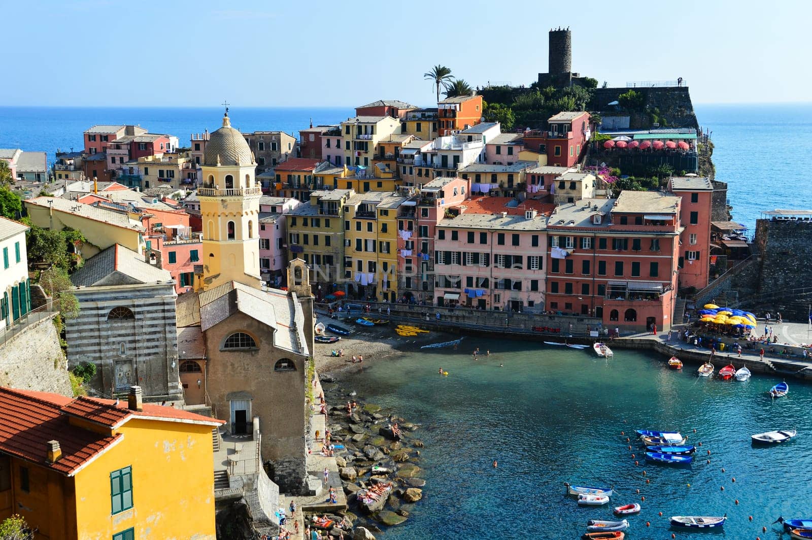 Traditional Mediterranean architecture of Vernazza, La Spezia, Liguria, Italy