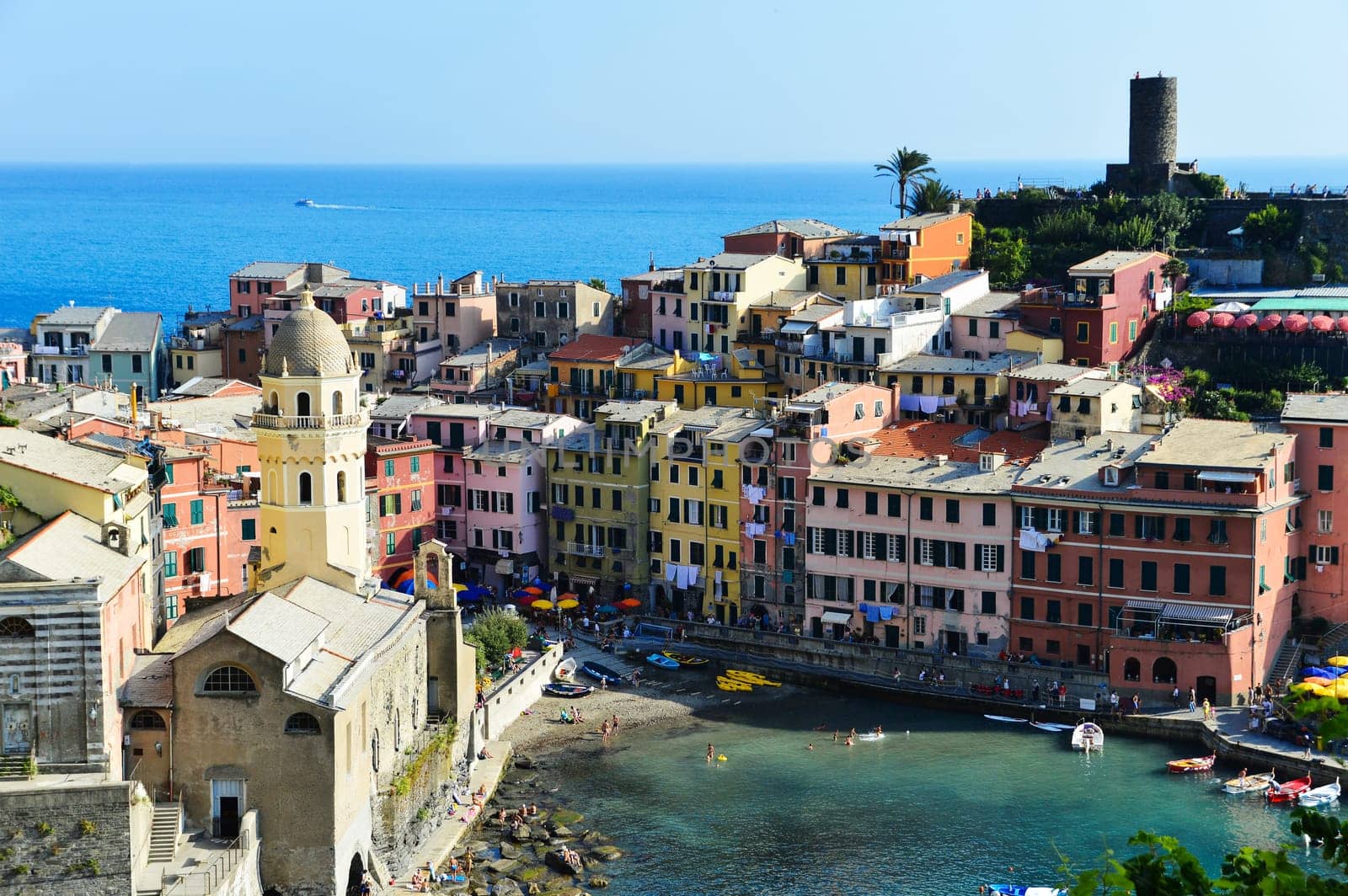 Traditional Mediterranean architecture of Vernazza, La Spezia, Liguria, Italy