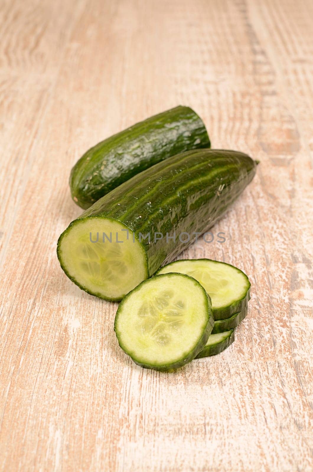 Cucumber on a wooden table